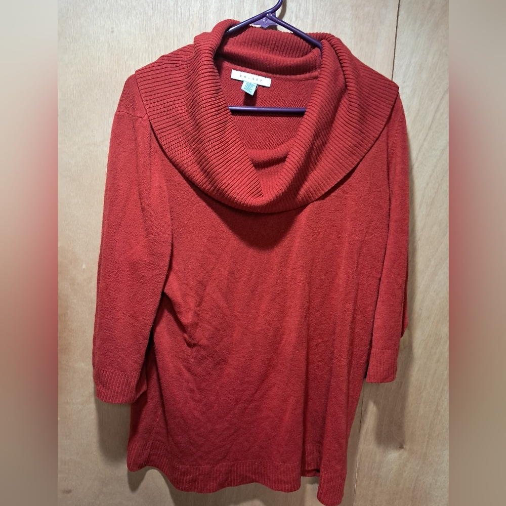 Elegant Red Cowl Neck Sweater